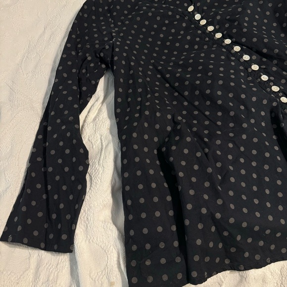 Tulip Brand Polka Dot Button Down Up A Line Flowy Blouse Top Shirt Medium - Picture 5 of 8